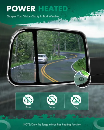 Vista 6 de SCITOO Espejos de remolque compatibles con Dodge 2009-2017 para Ram 1500 2010-2017 para Ram 2500 3500 con luz de charco de señal de giro calentada