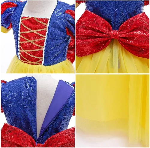 Vista 24 de HIHCBF Disfraz de princesa blanca como la nieve para niñas, cumpleaños, Navidad, Halloween, carnaval (con accesorios)