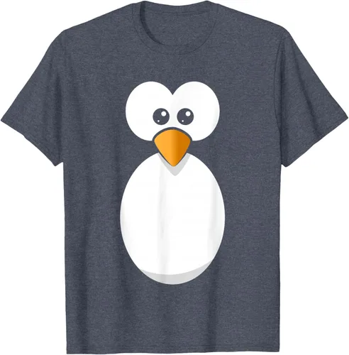 Vista 96 de Camiseta divertida con diseño de cara de pingüino o disfraz fácil, color negro, talla S