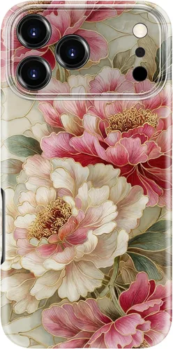 Vista 11 de bemal Funda para iPhone 12 Mini, estética, vintage, floreciente, peonía, concha, femenina, compatible con MagSafe, moderna, única, moderna, moderna