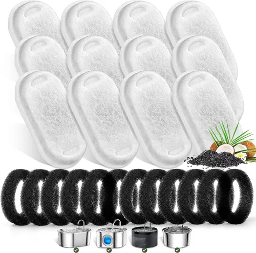 Vista 11 de Monsin Filtros de fuente de agua para gatos de acero inoxidable de 67 onzas/2 litros de flujo de agua ajustable para mascotas, paquete de 4 filtros
