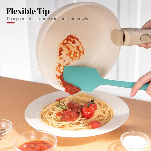 Vista 4 de Juego de 3 espátulas de silicona resistentes al calor, 600 ºF, utensilios de cocina antiadherentes sin BPA para mezclar sin costuras, plegar, raspar