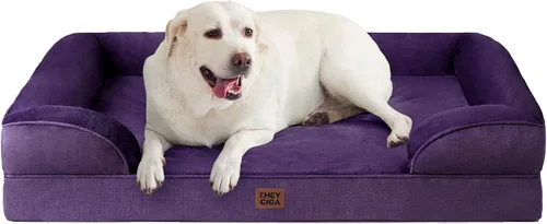 Vista 45 de EHEYCIGA – Cama ortopédica impermeable para perros pequeños, de espuma viscoelástica tipo caja de huevos, con bordes elevados y base antideslizante