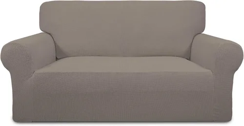 Vista 53 de PureFit Funda elástica para sofá biplaza, funda de sofá suave y antideslizante de jacquard de elastano, protector de muebles lavable con espuma