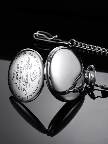 Vista 5 de Hicarer Reloj de bolsillo con texto en inglés "I Love You to Grandson" de parte del abuelo