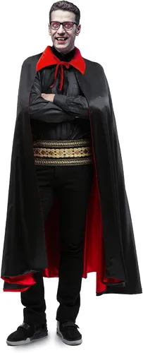 Vista 2 de KatchOn, Unisex Vampire Cape for Adults - Reversible Cape Vampire Black and Red Cape, Vampire Accessories Halloween Party