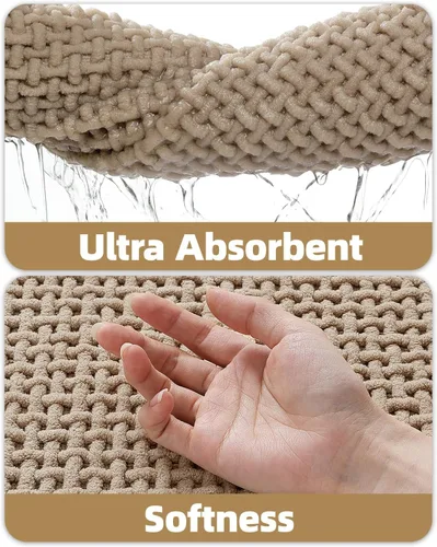 Vista 4 de Color&Geometry Tapete de baño con parte trasera de goma de 24 x 16 pulgadas, antideslizante, lavable a máquina, alfombra bohemia de felpilla suave