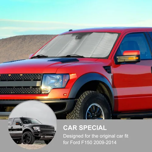 Vista 2 de Jimen Compatible con Ford F150 2009-2014, parasol reflectante para parabrisas de automóvil, protector solar para ventana