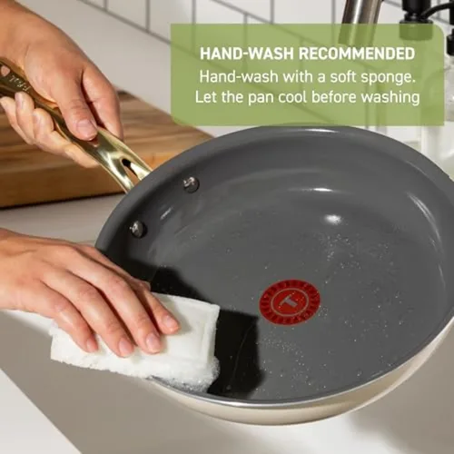 Vista 7 de T-Fal Preserve - Juego de 2 sartenes antiadherentes de cerámica, 8.5" y 11", apto para horno y parrilla hasta 350°F, tecnología InoCeram Glide, Beige
