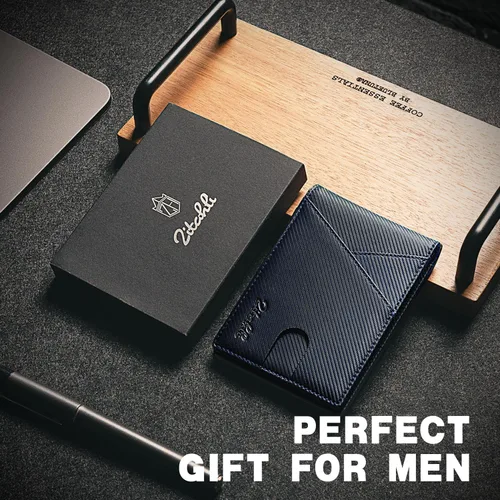 Vista 61 de Zitahli - Billeteras delgadas RFID para hombres, billetera de cuero flexible con clip de dinero, cartera minimalista con bolsillo frontal