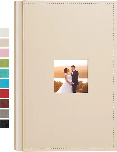 Vista 8 de potricher Álbum de fotos pequeño de 4 x 6 pulgadas, 100 fotos, cubierta de cuero, libro de fotos con 100 bolsillos horizontales para familia, boda