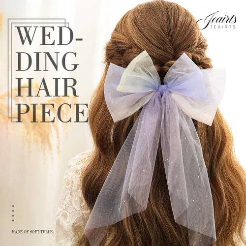 Vista 7 de JEAIRTS Lazos de tul con luces LED brillantes para el cabello para mujer