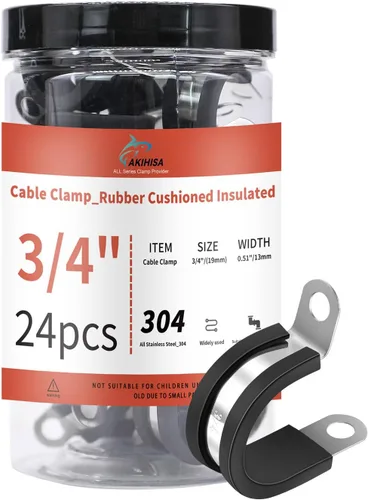 Vista 9 de AKIHISA 12 piezas de abrazaderas de cable de 1-1/2 pulgadas, abrazaderas de conducto de acero inoxidable 304, para cable, tubo, manguera, línea