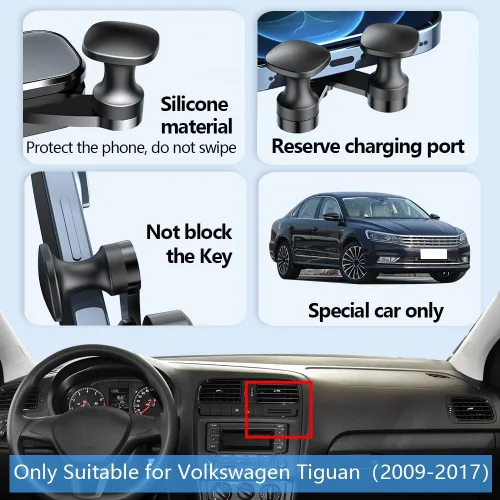Vista 5 de Soporte para teléfono de coche para 2009 2010 2011 2012 2013 2014 2015 2016 2017 Tiguan Auto Accesorios Decoración Interior Teléfono Móvil Celular