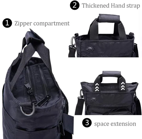 Vista 3 de d'yallee Bolso de mensajero cruzado para hombre, bolso de trabajo de negocios impermeable de nailon