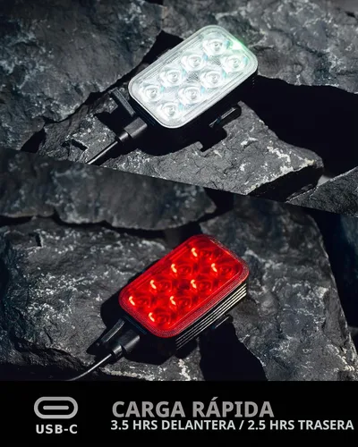 Vista 6 de Luces de bicicleta NP-MAX 2026 delgadas USB-C recargables delanteras y traseras, juego de luces traseras delanteras y traseras, seguridad de luz