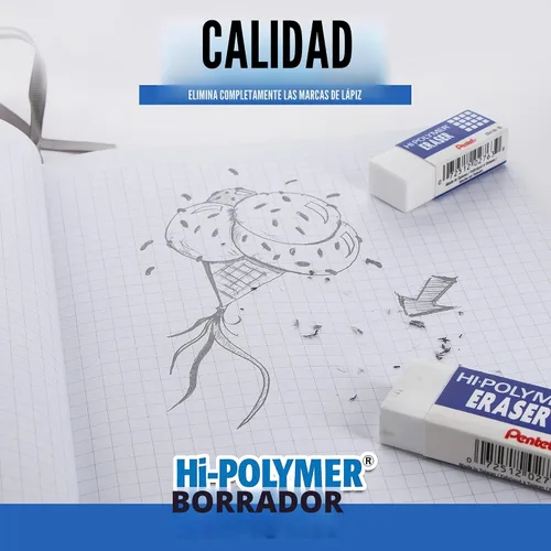 Vista 4 de Pentel Borrador de bloque de polímero, Super XL blanco, 1 paquete (ZEH99BP)