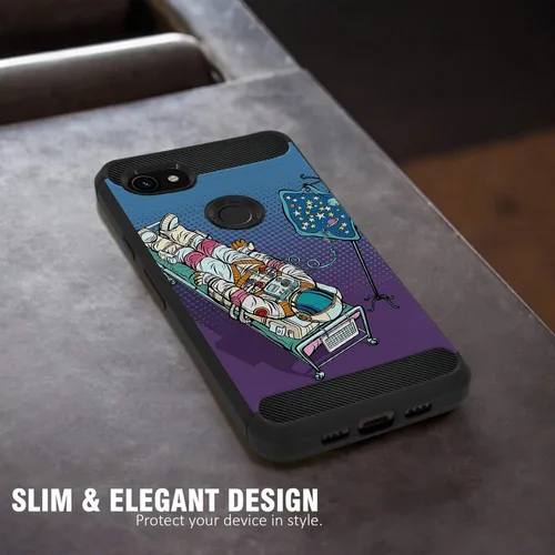 Vista 4 de CasesOnDeck - Funda compatible con Google Pixel 3A (2019) - Funda de TPU con patrón pictórico, flexible, delgada y elegante (astronauta)