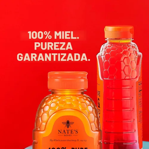 Vista 3 de Nate's - Miel 100% pura, cruda y sin filtrar - Sabor galardonado, botella exprimible de 32 onzas