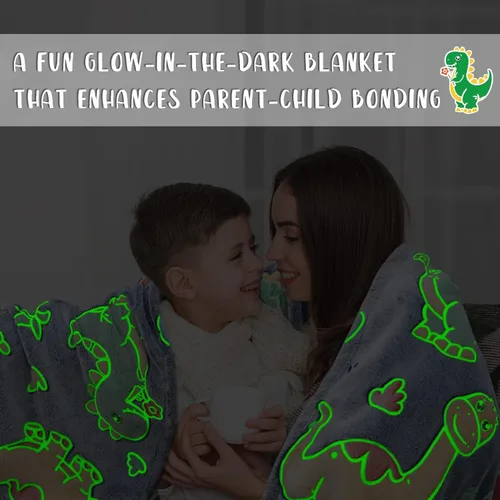Vista 4 de Gdindff Bonita manta infantil que brilla en la oscuridad con diseño de dinosaurio para niños, de franela que brilla en la cama, sofá, sofá, manta