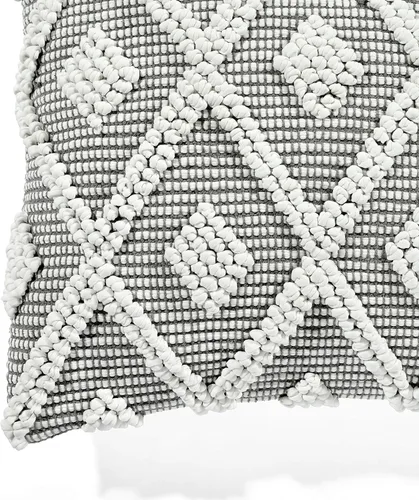 Vista 3 de Lush Decor Adelyn - Funda de cojín decorativo, 20" de ancho x 20" de largo, gris - Cojín cuadrado - Cojín con diseño de diamante gris - Cojines