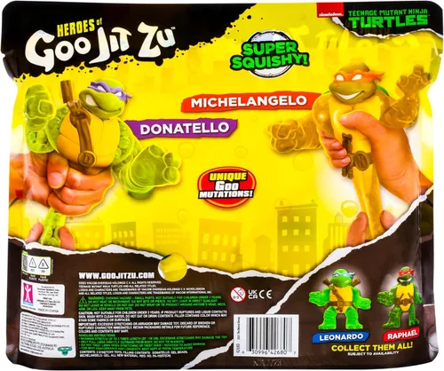 Vista 5 de Heroes of Goo Jit Zu Tortugas Ninja Mutantes Adolescentes Equipo de Poder de Tortugas 2-Pack Super Blandas Figuras de Juguete Super