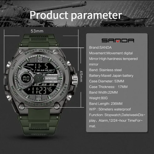 Vista 4 de FORSINING Relojes militares para hombre, reloj deportivo resistente al agua, analógico, digital, reloj deportivo táctico electrónico, relojes