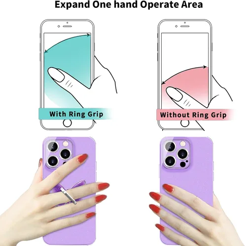 Vista 4 de TACOMEGE Soporte para teléfono con purpurina brillante, diseño de mariposa, color morado para mujeres y niñas, compatible con smartphone, tableta