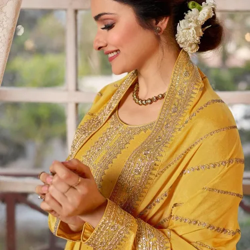 Vista 4 de stylishfashion Bordado trabajado Salwar Kameez Plazzo con vestido Dupatta listo para usar para mujer, trajes de desmalezado