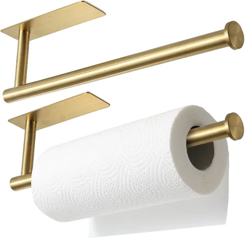 Vista 10 de theaoo - Toallero de papel para debajo del gabinete para cocina, toallero adhesivo para baño, montado en la pared, negro mate, acero inoxidable