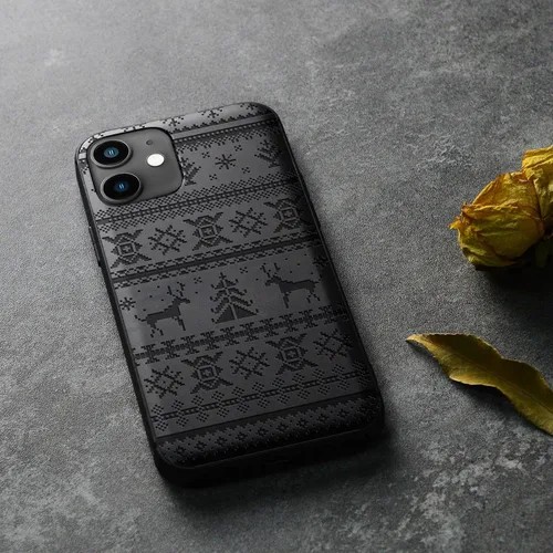 Vista 4 de Carveit Funda de madera para iPhone 11 [madera natural y TPU suave negro] a prueba de golpes, elegante protector de teléfono de madera compatible