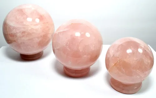 Vista 6 de 1.378 in Natural Rose Quartz Soportes para Esferas/Huevos Pulido Rosa Preocupación Piedra Cristal Mineral Piedra Espécimen - África (5PCS)