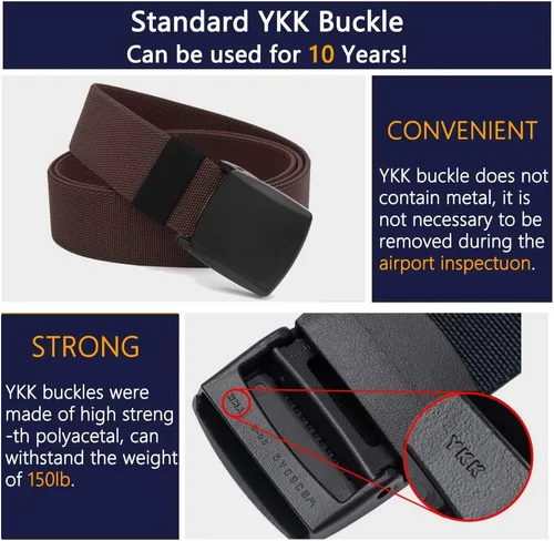 Vista 23 de LionVII Cinturones elásticos para hombre con hebilla de plástico sin metal para deportes de trabajo, fácil de recortar para adaptarse a cintura