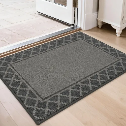 Vista 17 de BEQHAUSE Tapete para puerta atrapador de suciedad, antideslizante, absorbente, de bienvenida, de bajo perfil, lavable, para patas fangosas, entrada