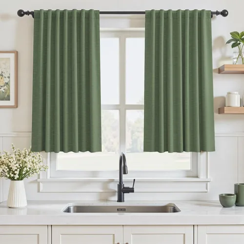 Vista 9 de Cortinas opacas de 54 pulgadas de largo para dormitorio, sala de estar, cortinas beige con aislamiento térmico, oscurecimiento de la habitación