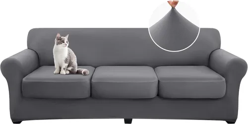 Vista 14 de hyha Fundas de sofá de 4 piezas para sofá de 3 cojines, fundas de sofá suaves y lavables, fundas de sofá elásticas para perros, protector de muebles