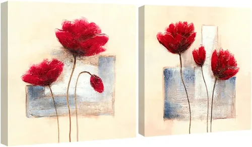 Vista 10 de Wieco Art Arte de pared enmarcado con encanto, impresiones en lienzo de primavera, pinturas al óleo florales abstractas sobre lienzo, arte de pared