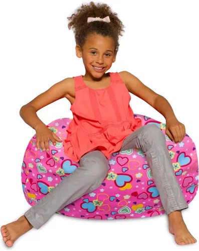 Vista 39 de Posh Creations - Sillón puff para niños, adolescentes y adultos, incluye funda extraíble y lavable a máquina, tamaño mediano de 27 pulgadas, lona