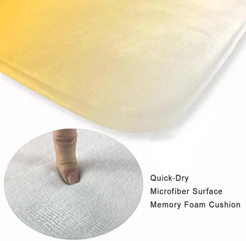 Vista 4 de OOZ Alfombrillas de baño antideslizantes y absorbentes, cómodas alfombras de baño de franela para cama, hermosas flores doradas y mariposas