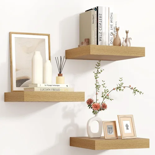 Vista 17 de Estantes flotantes cuadrados para pared de 8 pulgadas de ancho x 8 pulgadas de profundidad x 1.2 pulgadas de alto, pequeños estantes de pared