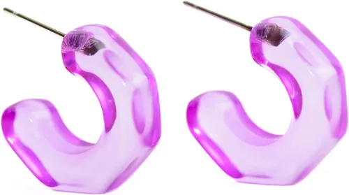 Vista 3 de Leetie Lovendale Gracie Hugger - Aretes de aro hipoalergénicos para mujer, hechos con acero quirúrgico y Lucite, ligeros y cómodos, hechos a mano