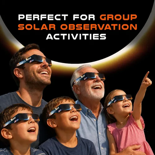 Vista 6 de 6/12/25/50 Pack Solar Eclipse Glasses AAS Approved 2026, ISO 12312-2 Certified Made in USA