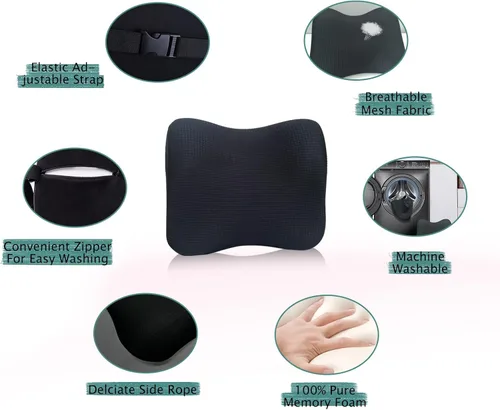 Vista 3 de Super Fit - Almohada para reposacabezas de automóvil, almohada para conducir con correa ajustable, almohada de cuello 100% espuma viscoelástica