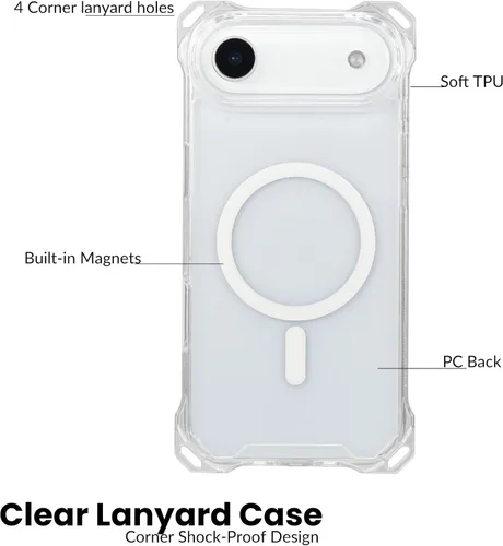 Vista 29 de Funda magnética para iPhone 13 Pro Max, con marco suave magnético transparente, parte trasera de PC, cubierta protectora contra golpes con cordón