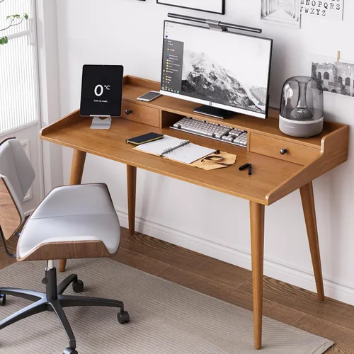 Vista 8 de Escritorio moderno de mediados de siglo, escritorio de madera para oficina en casa de 41 pulgadas, escritorio para computadora o computadora
