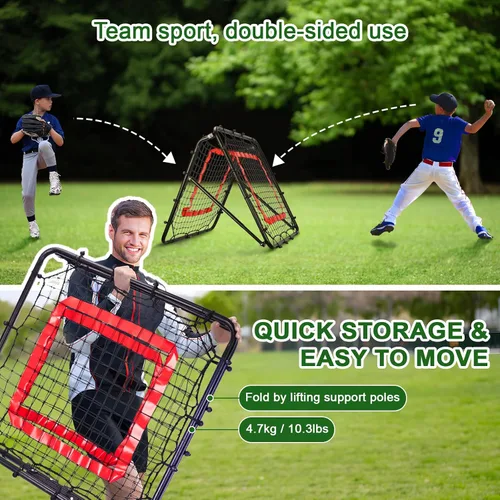 Vista 6 de BaseGoal Baseball and Softball Rebounder Net,Baseball Rebounder,Volleyball Rebounder,Pitch Back Net,Multi-Sport Training Rebound Screen,with