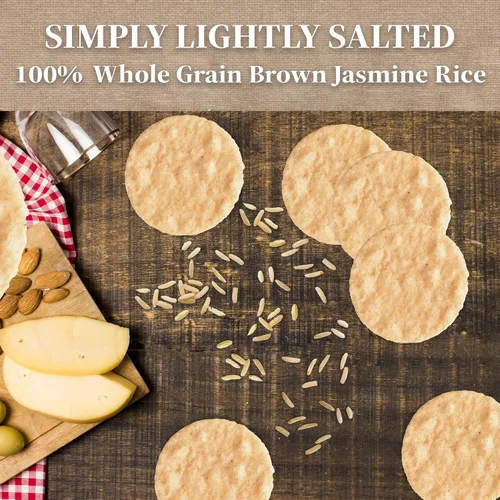 Vista 3 de Edward & Sons Snaps de arroz integral orgánico ligeramente salado, galletas de arroz sin gluten, aperitivo horneado al horno, grano entero, sin