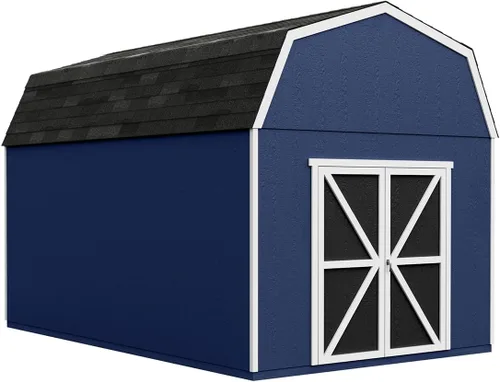 Vista 10 de Handy Home Products Braymore - Cobertizo de almacenamiento de madera de 10x10 con piso para armar tu mismo