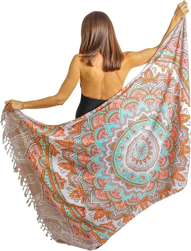 Vista 25 de Boho Chic Pareo - Pareo Mandala - Cubre Traje de Baño Bikini - Vestido de Playa - Envoltura