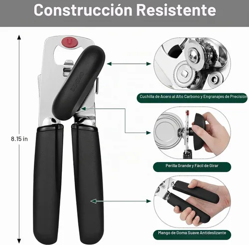 Vista 5 de Beneno - Abrelatas y abrebotellas magnético de alta resistencia, color negro
